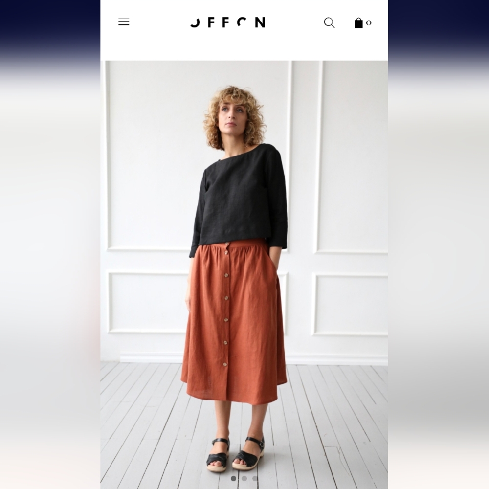 OFFON Cropped Hem Boatneck Linen Top in Dusty Rose